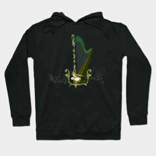 Celtic harp with celtic knot and flowers with bird Hoodie